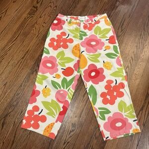 Vintage Steven Stolman Pants XL 34" AOP Loud Floral Fruit Colorful High Rise
